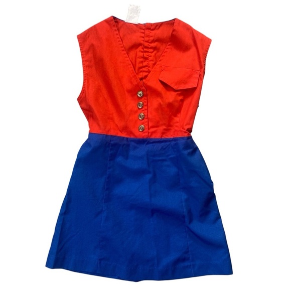 Vintage Red & Blue Girl’s Scout Uniform Dress w/ Hat | Size A-32 - Picture 2 of 11